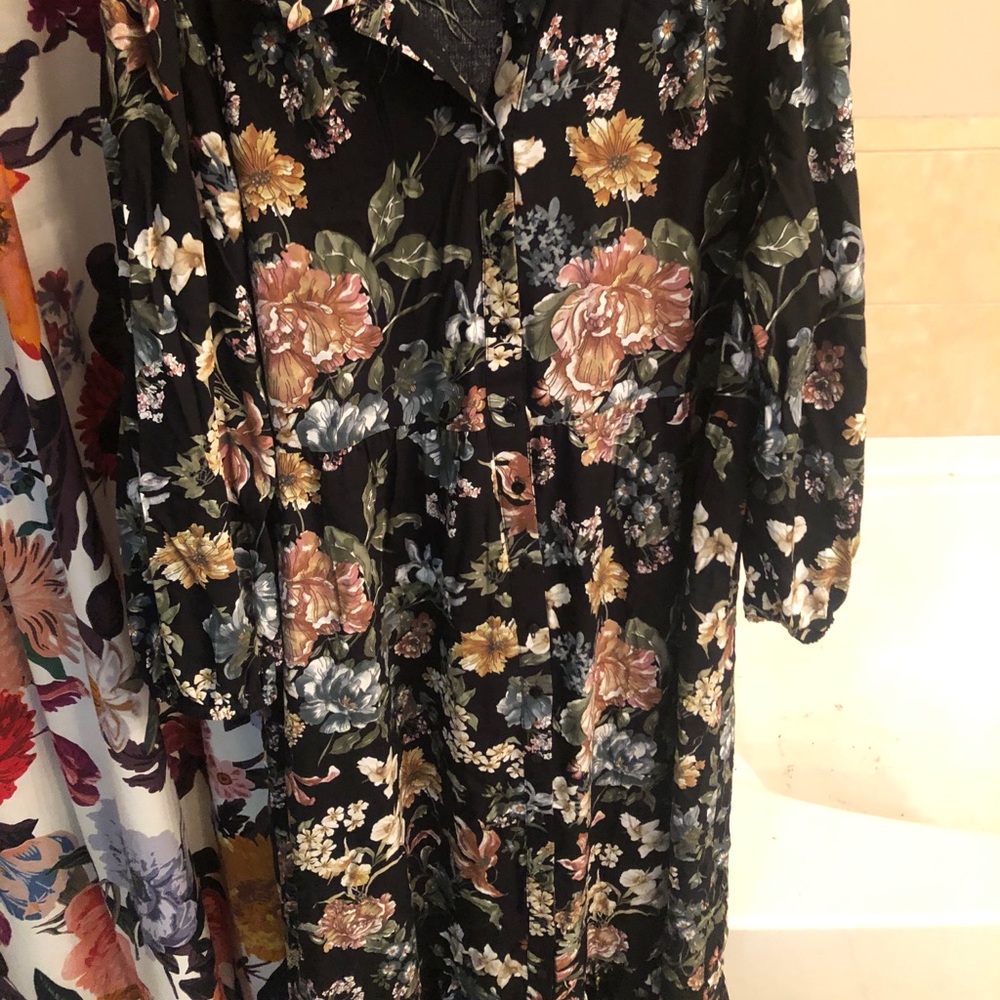 Mango Floral Maxi Button-Up Dress
